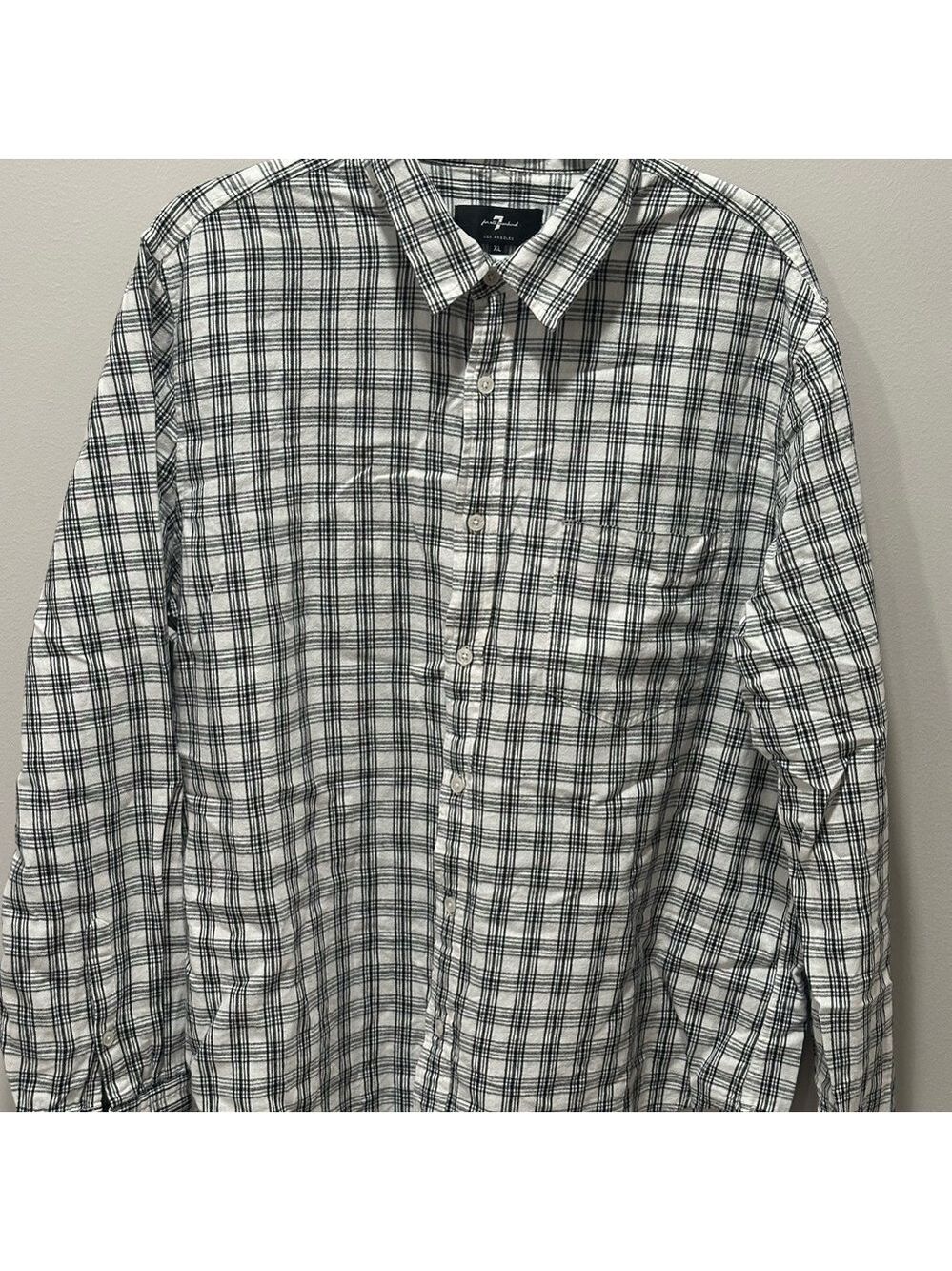 7 For All Mankind Black and White Checkered Shirt